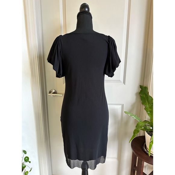 Vivienne Tam Vintage Floral Applique Black Stretch Mesh Dress Sz. P/XS - Picture 4 of 10